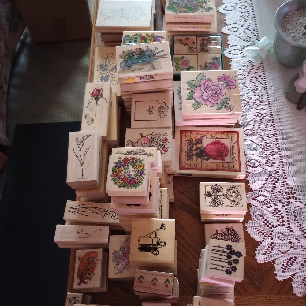 Flower theme Wooden rubber stamps